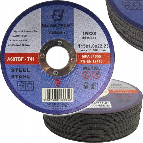 TARCZA DO CIĘCIA METALU inox 115 x 1,0mm FALON TECH 25szt.