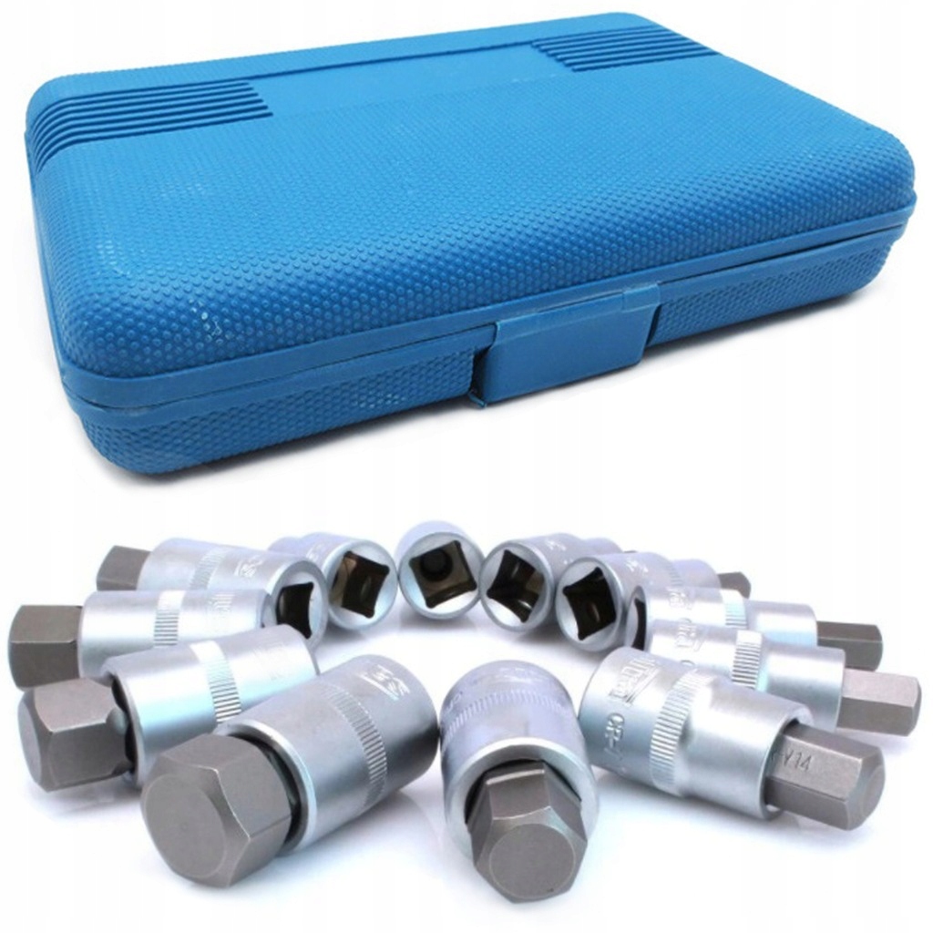 KLUCZE NASADOWE WPUSTOWE IMBUS HEX 1/2'' NASADKI Cr-V H5-H22 12 Elementów - obrazek 4