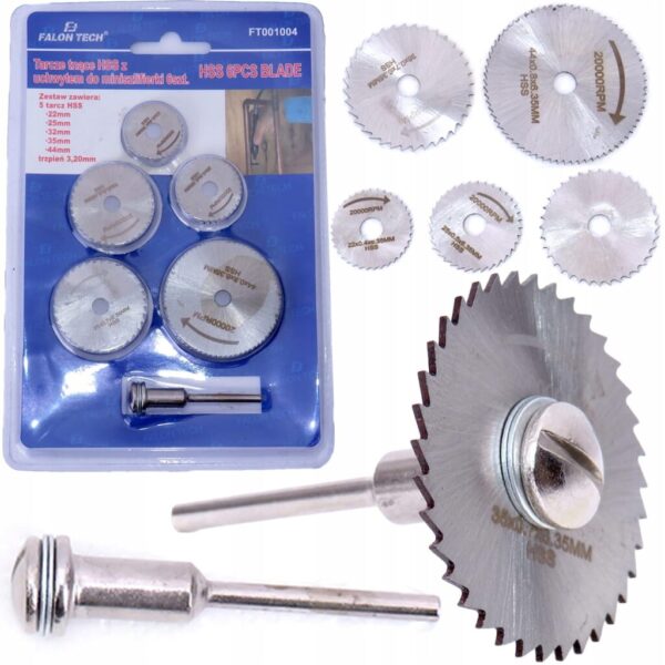 TARCZA TARCZE DO CIĘCIA DREWNA PLASTIKU ALUMINIUM MINISZLIFIERKI HSS 6szt.