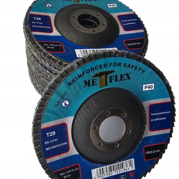 TARCZA LISTKOWA CYRKONOWA DO SZLIFOWANIA METALU 125mm P40 10szt. MET-FLEX