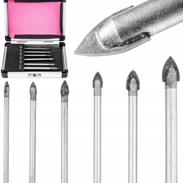 WIERTŁA DO SZKŁA GLAZURY CERAMIKI PORCELANY ZESTAW 6SZTUK FALON-TECH