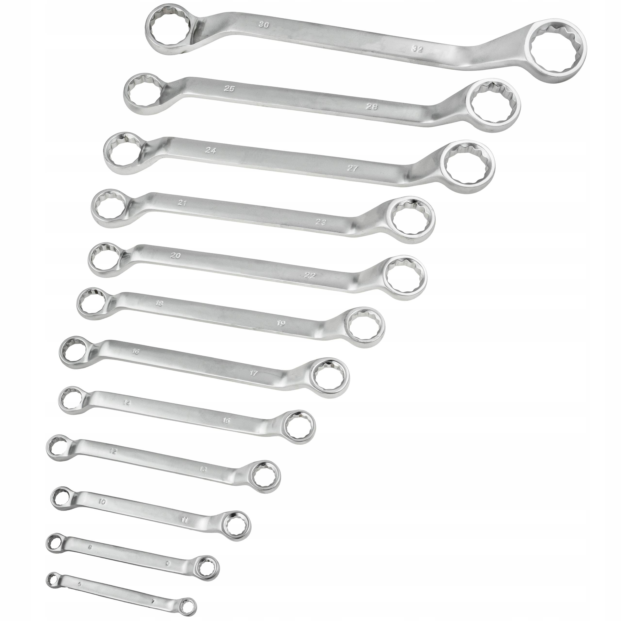 KLUCZE OCZKOWE ODGIĘTE (Cr-V) 6-32mm Vorfal 12 Kluczy 24 Rozmiary + WIESZAK - obrazek 2