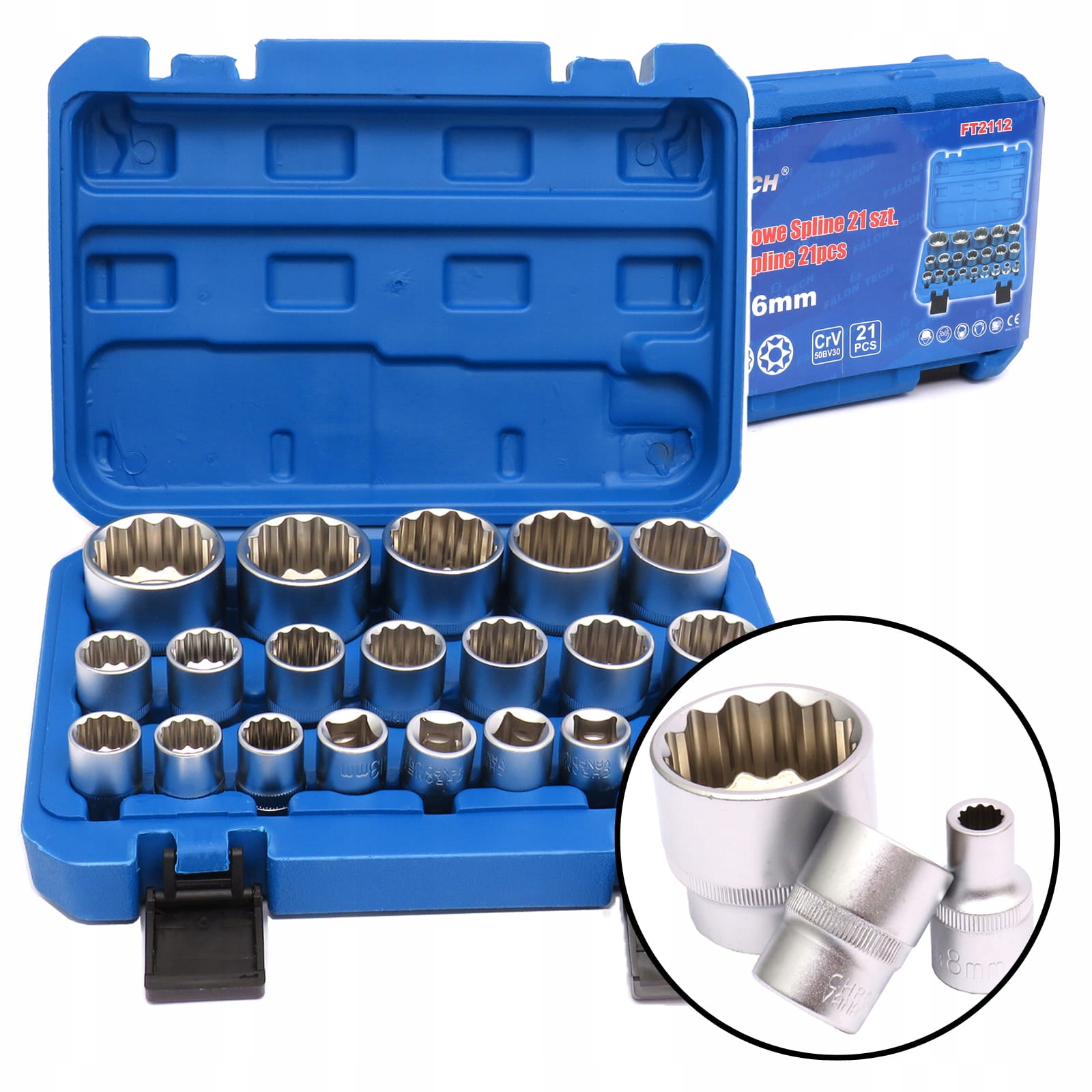 KLUCZE NASADOWE SPLINE 12 KĄTNE 21SZT ZESTAW