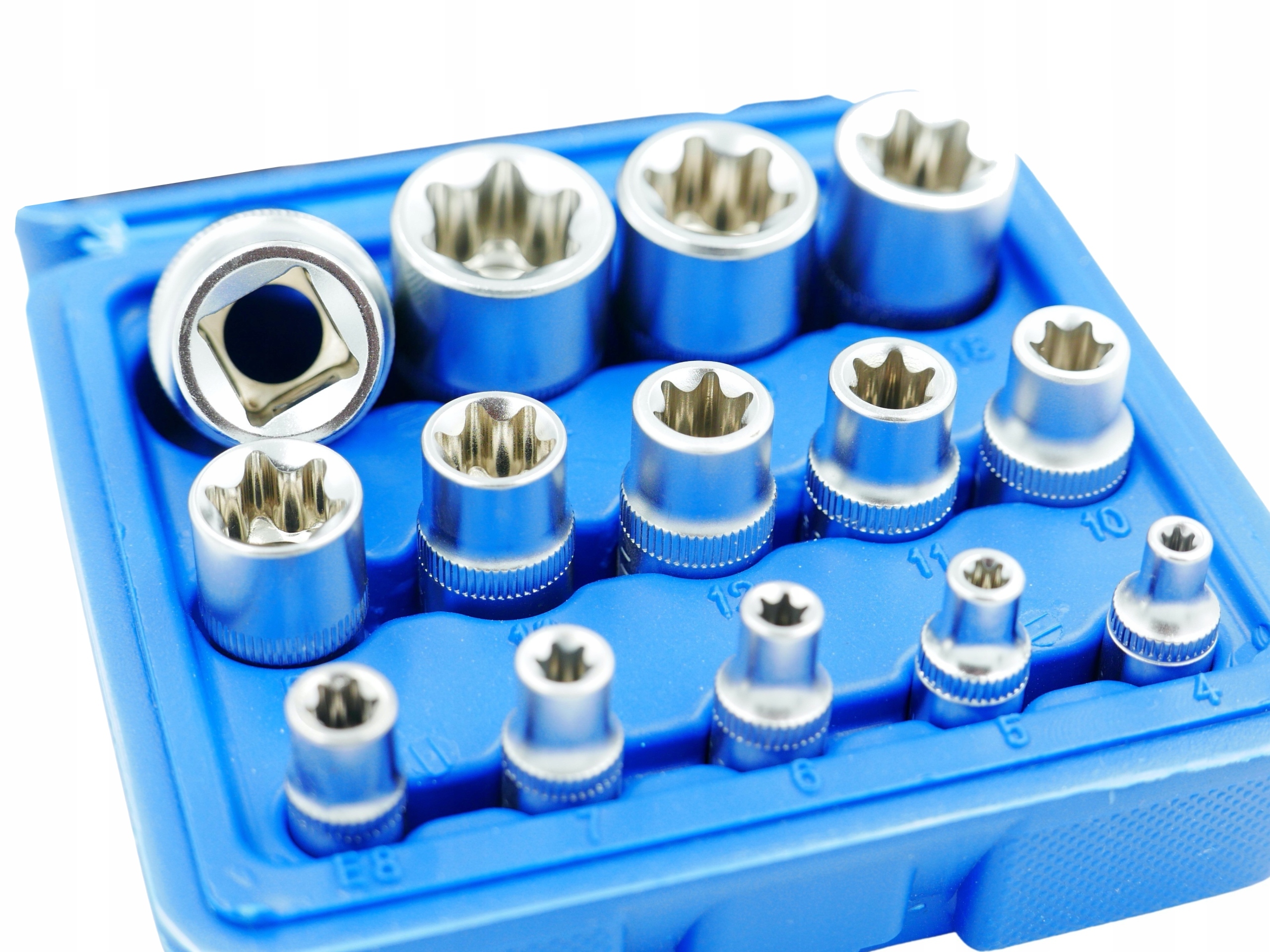 KLUCZE NASADOWE E-TORX WEWNĘTRZE 1/4 3/8 1/2 E4 - E24 ZESTAW 14szt - obrazek 4
