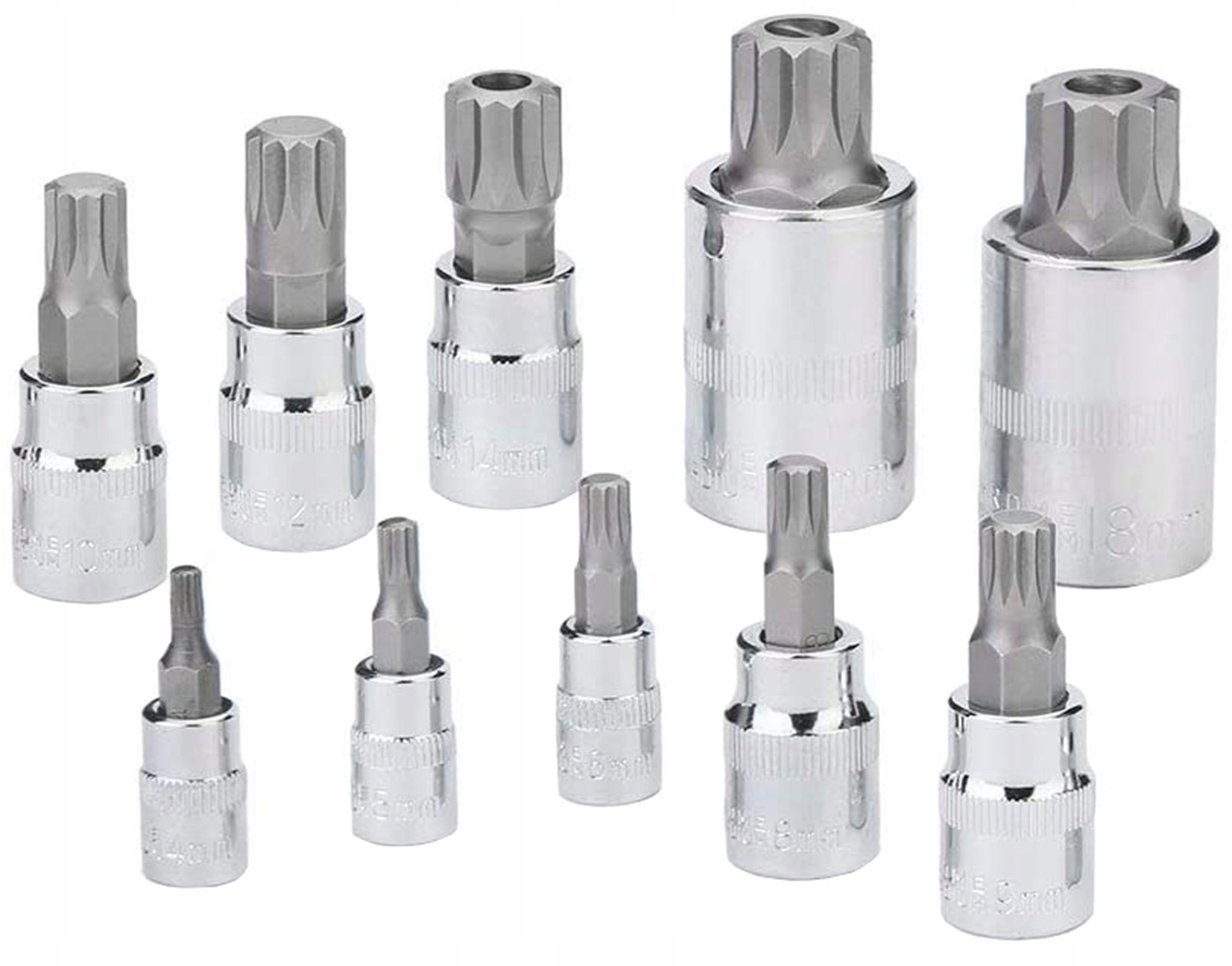 NASADKI SPLINE 1/4" 3/8" 1/2" M4-M18 NASADKA WPUSTOWA Zestaw 10szt. - obrazek 4