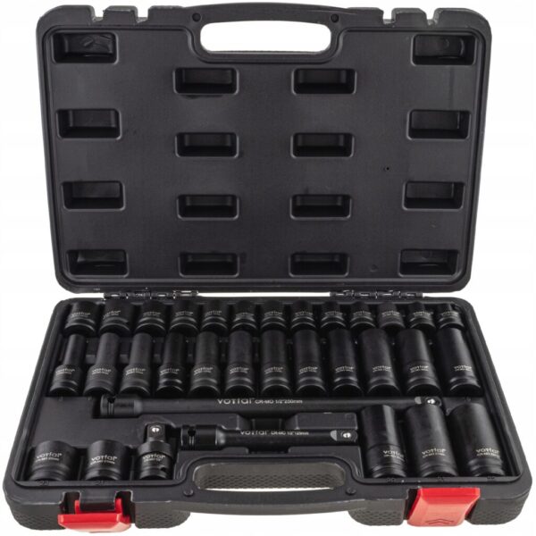 NASADKI UDAROWE DŁUGIE KRUTKIE 1/2" + PRZEDŁUŻKA + PRZEGUB Zestaw 33 EL.