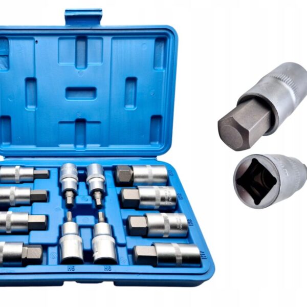 KLUCZE NASADOWE WPUSTOWE IMBUS HEX 1/2'' NASADKI Cr-V H5-H22 12 Elementów