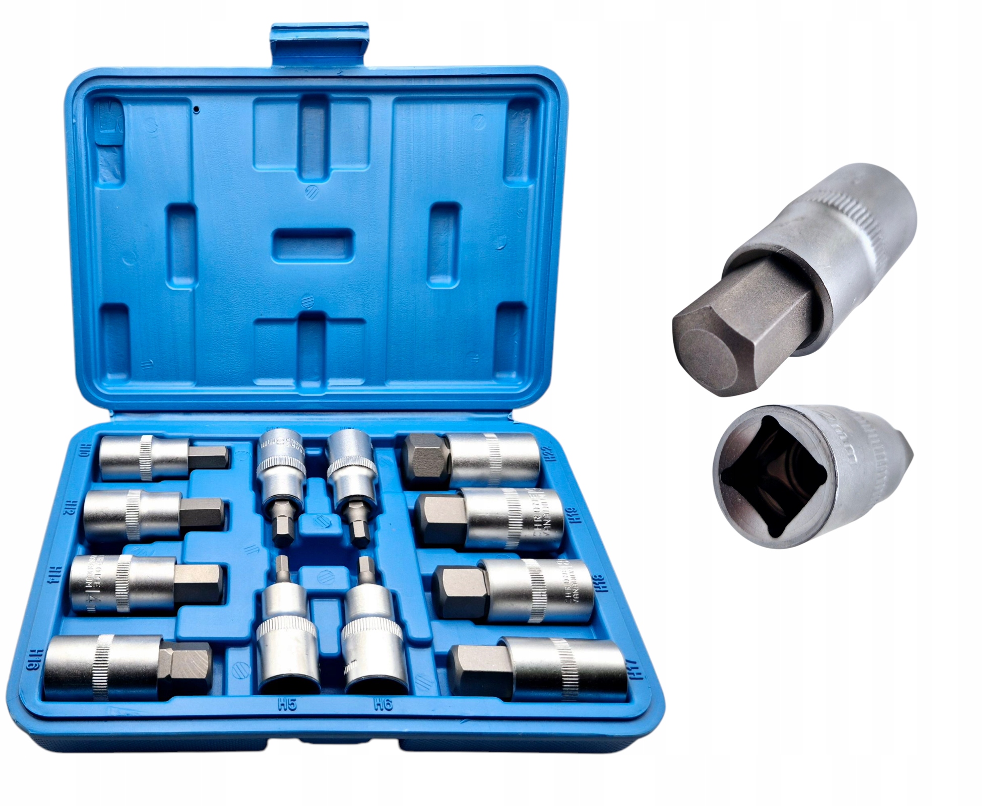 KLUCZE NASADOWE WPUSTOWE IMBUS HEX 1/2'' NASADKI Cr-V H5-H22 12 Elementów