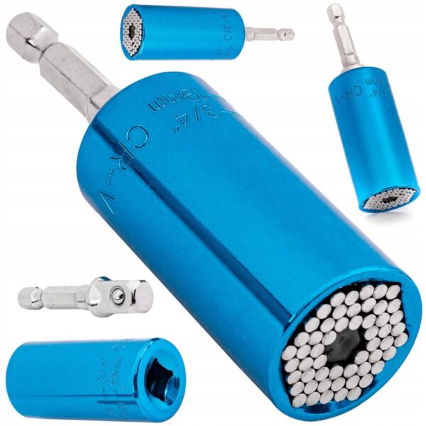 NASADKA KLUCZ NASADOWY IGIEŁKOWY Cr-V UNIWERSALNA NASADKA 7-19mm + Adapter