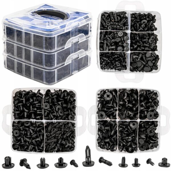 SPINKI KOŁKI KLIPSY SAMOCHODOWE DO TAPICERKI AUTA ZESTAW 620 szt.