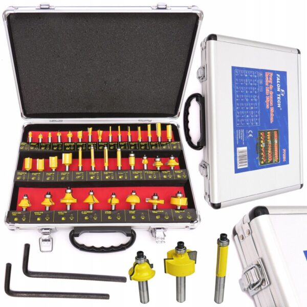 FREZY DO DREWNA ŁOŻYSKOWANE KSZTAŁTOWE 8mm ZESTAW 35szt. FALON-TECH