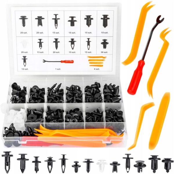 SPINKI KOŁKI KLIPSY SAMOCHODOWE DO TAPICERKI + ŁYŻKI MONTAŻOWE 620 szt.