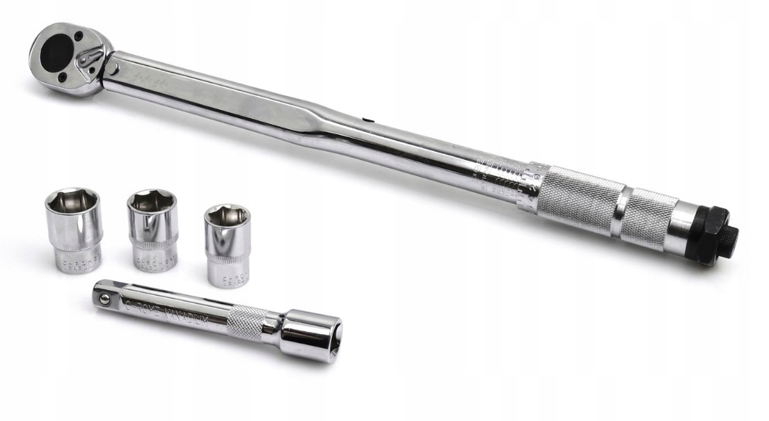 KLUCZ DYNAMOMETRYCZNY 1/2" 28-210NM + NASADKI 17 19 21mm + przedłużka 125mm - obrazek 3