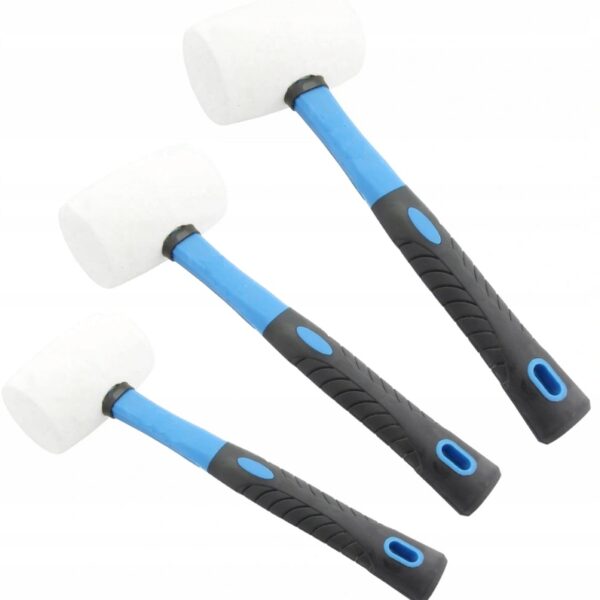 ZESTAW MŁOTKÓW GUMOWYCH FIBERGLASS BIAŁE 3szt