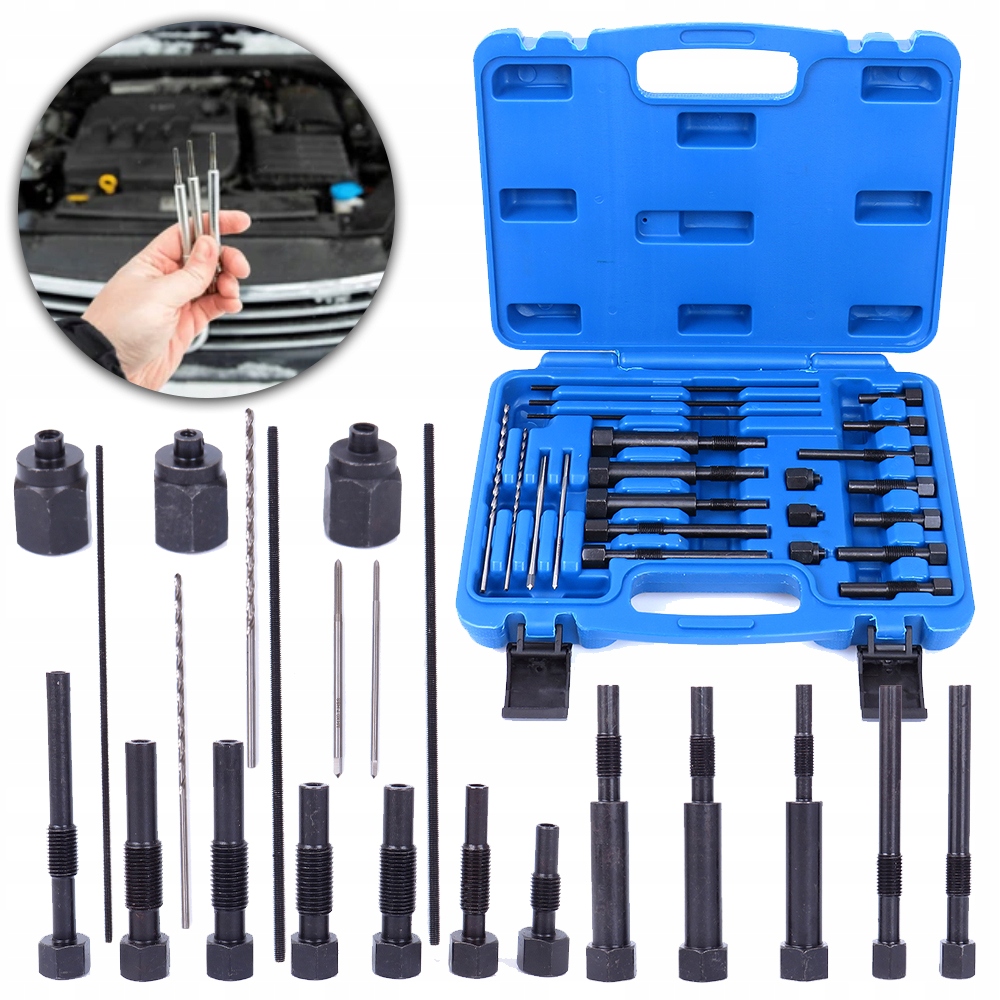 ZESTAW DO WYCIĄGANIA DEMONTAZU URWANYCH ŻARNIKÓW ŚWIEC ŻAROWYCH 22 EL