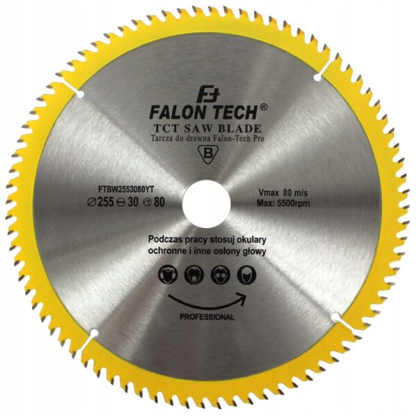 TARCZA 255x30x80T Professional PRO LINE FALON-TECH DO DREWNA