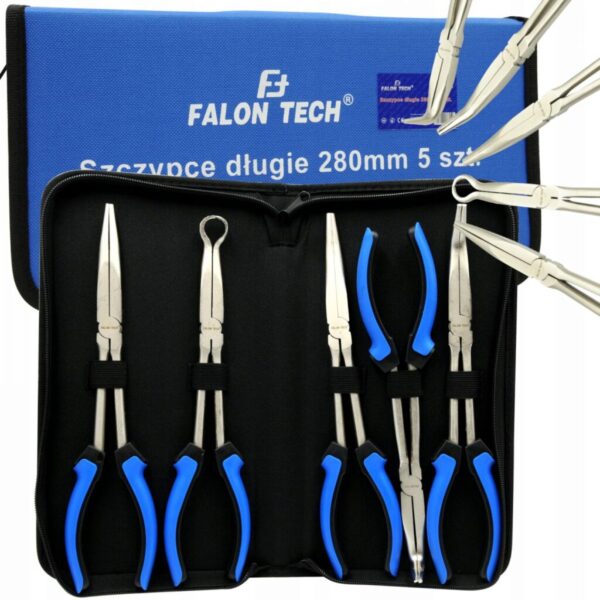 SZCZYPCE KOMBINERKI DŁUGIE WYGIĘTE PROSTE KĄTOWE 280mm Zestaw 5szt.