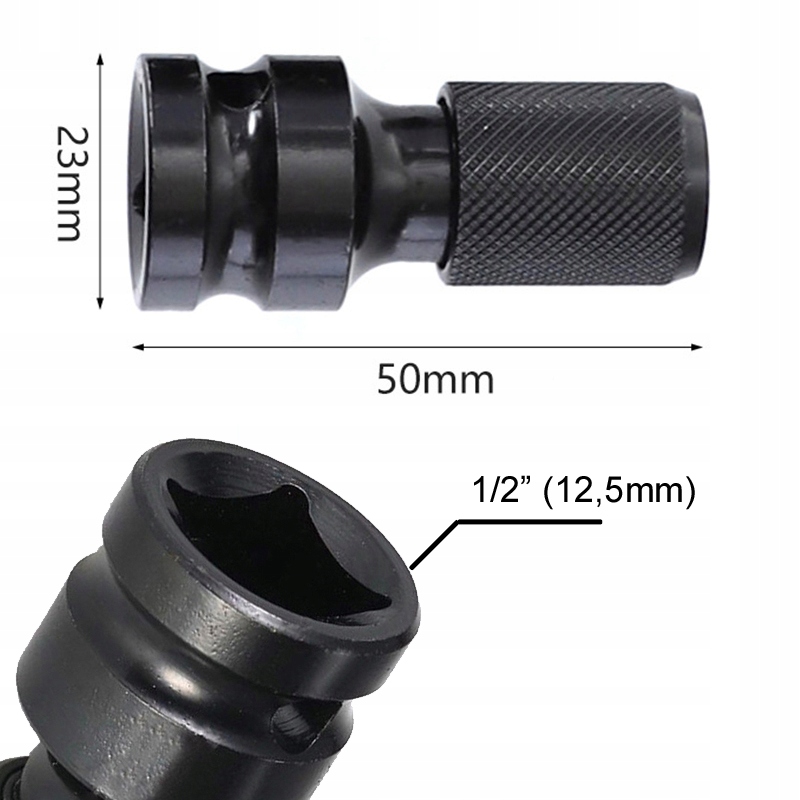 REDUKCJA ADAPTER UDAROWY Klucza 1/2" KWADRAT NA Bity 1/4" HEX - obrazek 3