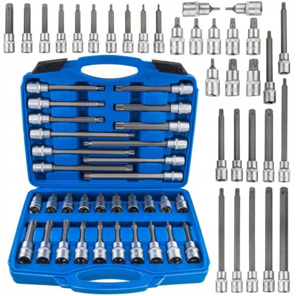 KLUCZE NASADKI TRZPIENIOWE TORX DŁUGIE KRÓTKIE 1/2" T20-T70 Zestaw 32 EL.