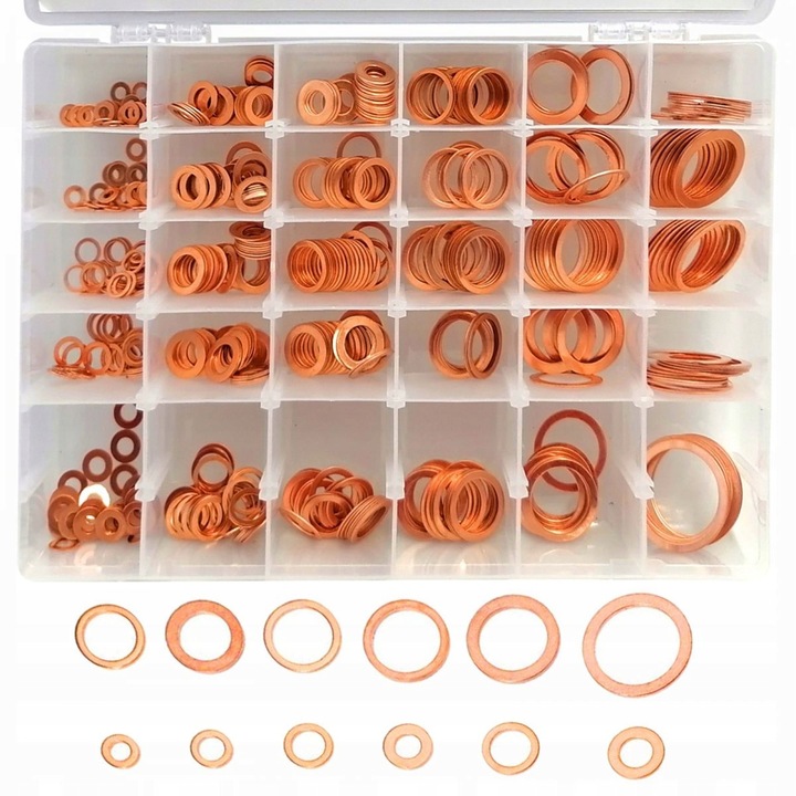 PODKŁADKI MIEDZIANE USZCZELKI MEGA ZESTAW 30 WIELKOŚCI 580 SZT - obrazek 2