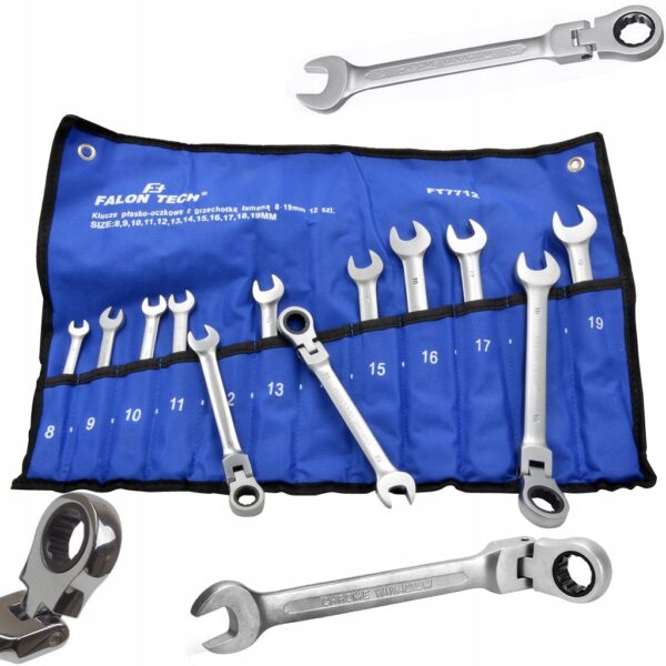 KLUCZE PŁASKIE OCZKOWE Z GRZECHOTKĄ 12szt. 8-19