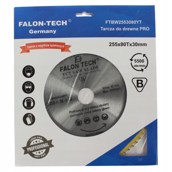 TARCZA 255x30x80T Professional PRO LINE FALON-TECH DO DREWNA
