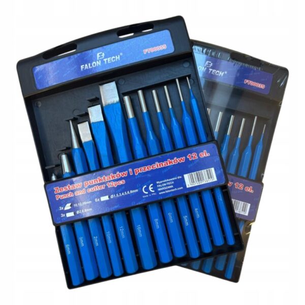 PUNKTAKI WYBIJAKI PRZECINAKI DO METALU UNIWERSALNY ZESTAW 12 ELEMENTÓW CR-V