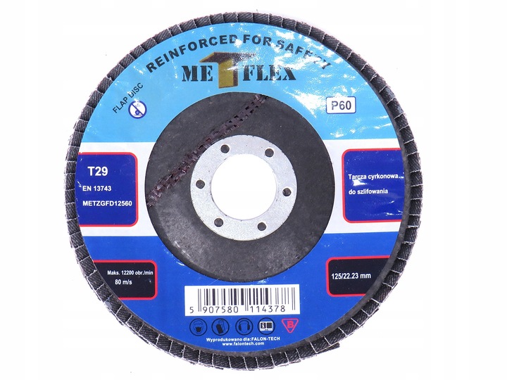 TARCZA LISTKOWA CYRKONOWA DO SZLIFOWANIA METALU 125mm P60 10szt. MET-FLEX - obrazek 4
