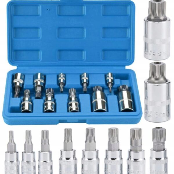 NASADKI SPLINE 1/4" 3/8" 1/2" M4-M18 NASADKA WPUSTOWA Zestaw 10szt.