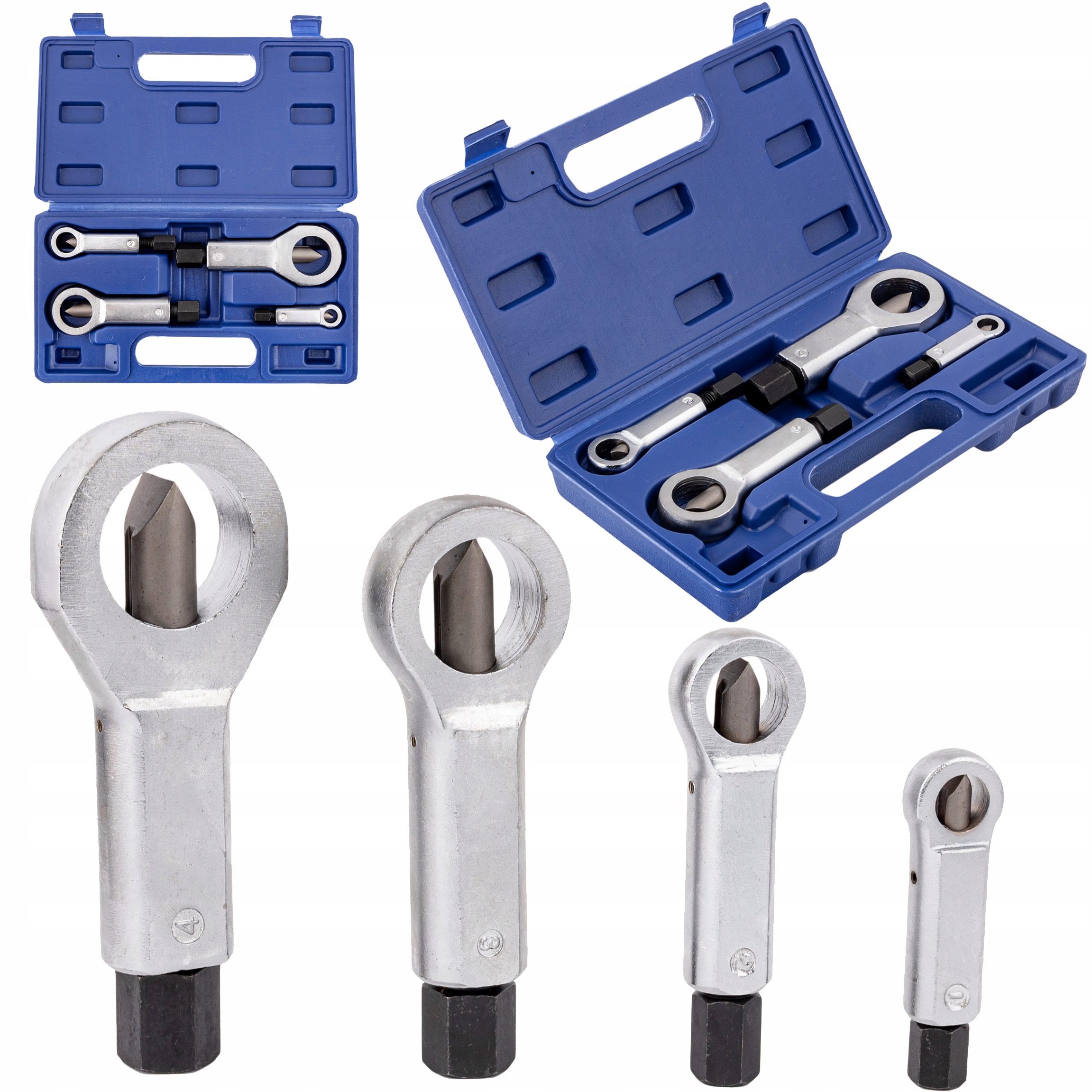 PRZECINAKI ZESTAW KOMPLET DO CIĘCIA NAKRĘTEK ŚRUB 4 CZĘŚCI WALIZKA 9-27MM