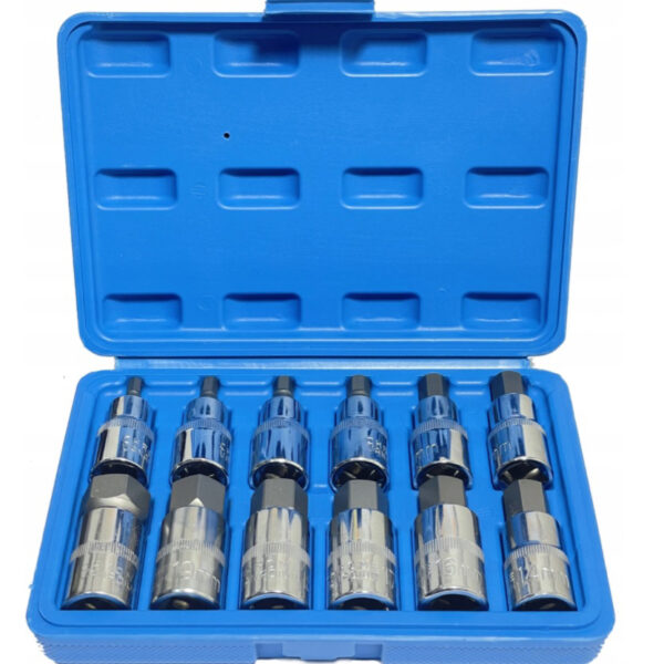 KLUCZE NASADOWE IMBUS HEX 1/2'' Cr-V H5-H22 NASADKI Zestaw 12 Elementów