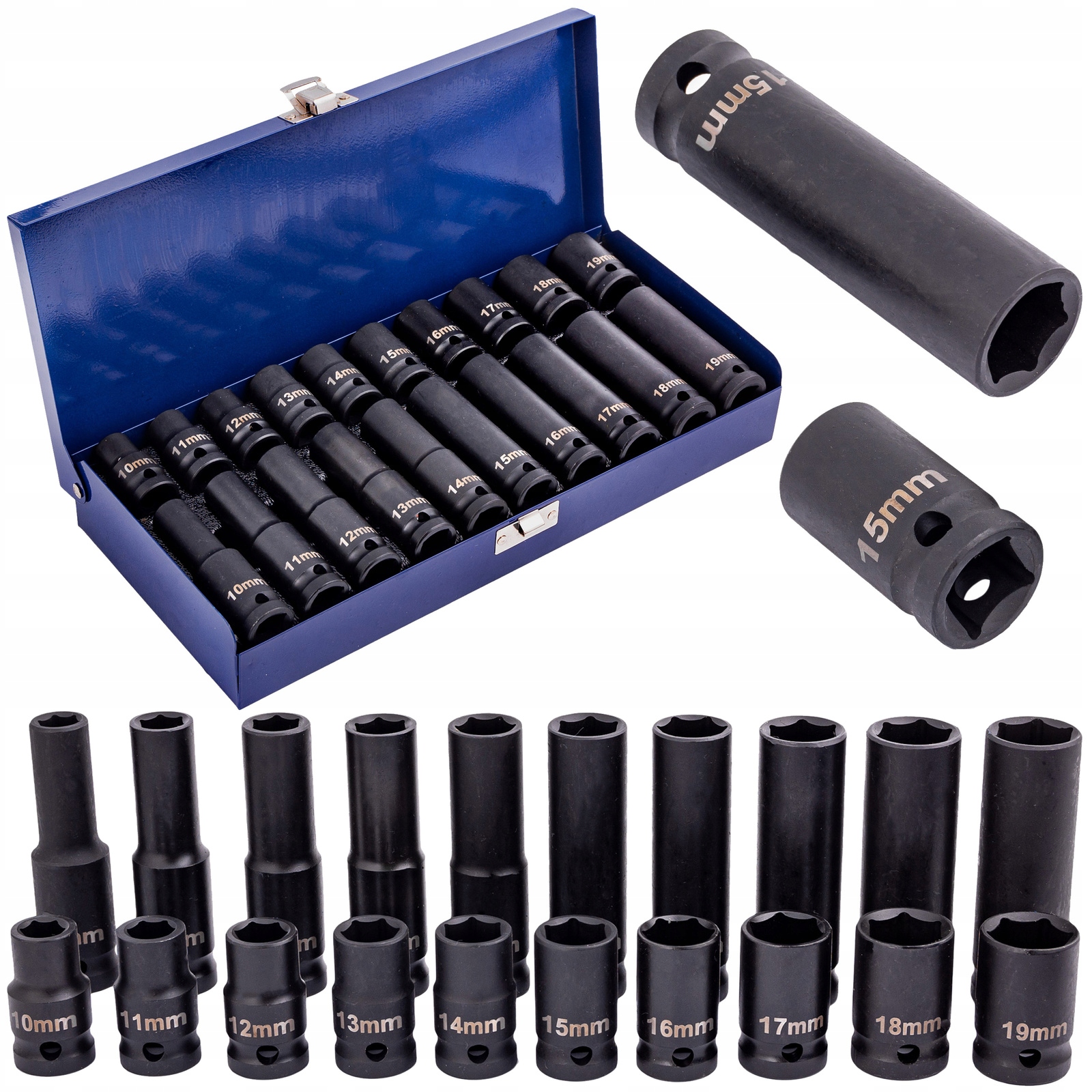 SZEŚCIOKĄTNE NASADKI UDAROWE 1/2" 10-19mm x20