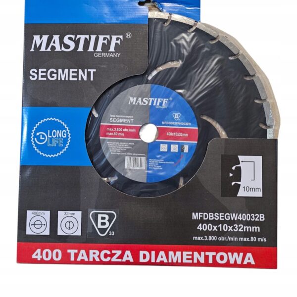 TARCZA DIAMENTOWA SEGMENTOWA MASTIFF 400x25.4mm BETON GRANIT KOSTKA