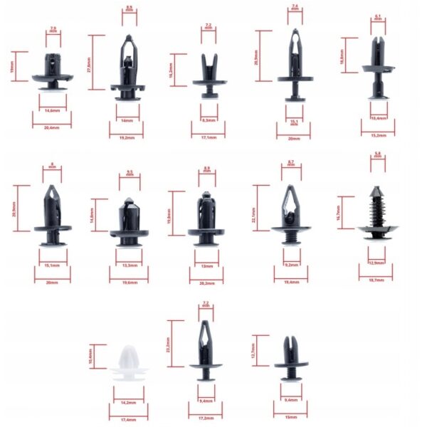 SPINKI KOŁKI KLIPSY SAMOCHODOWE DO TAPICERKI + ŁYŻKI MONTAŻOWE 620 szt.