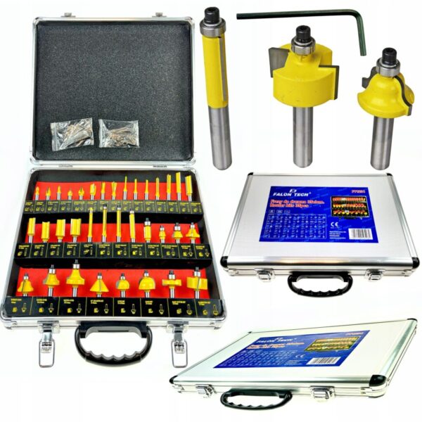 FREZY DO DREWNA ŁOŻYSKOWANE KSZTAŁTOWE 8mm ZESTAW 35szt. FALON-TECH