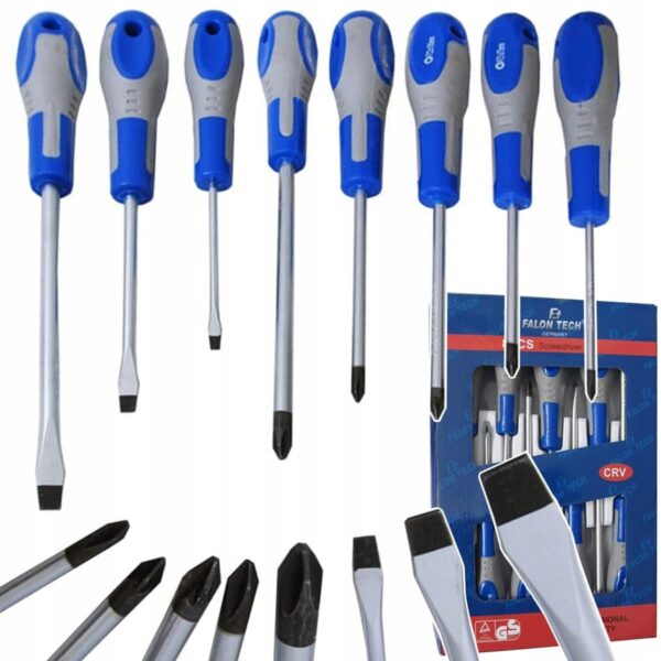 ŚRUBOKRĘTY WKRĘTAKI Z MAGNNESEM ZESTAW 8 szt. Cr-V