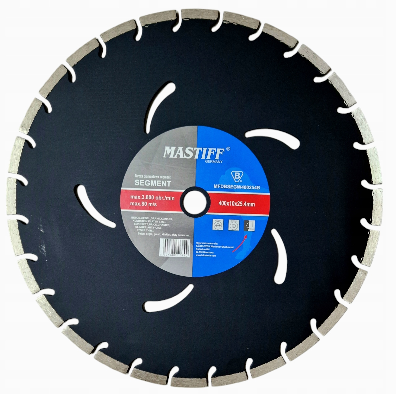 TARCZA DIAMENTOWA SEGMENTOWA MASTIFF 400x25.4mm BETON GRANIT KOSTKA - obrazek 2