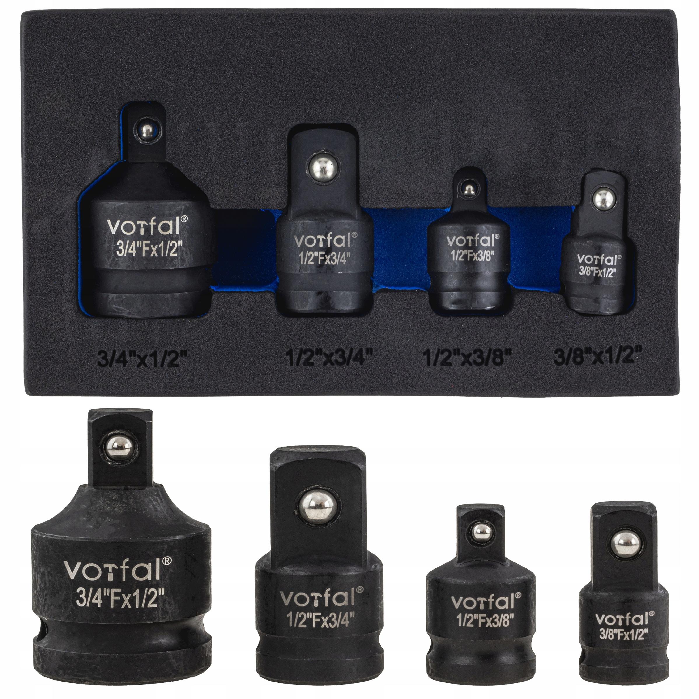 REDUKCJE ADAPTERY REDUKCYJNE UDAROWE NASADKA 1/2", 3/8", 3/4" Zestaw 4szt.