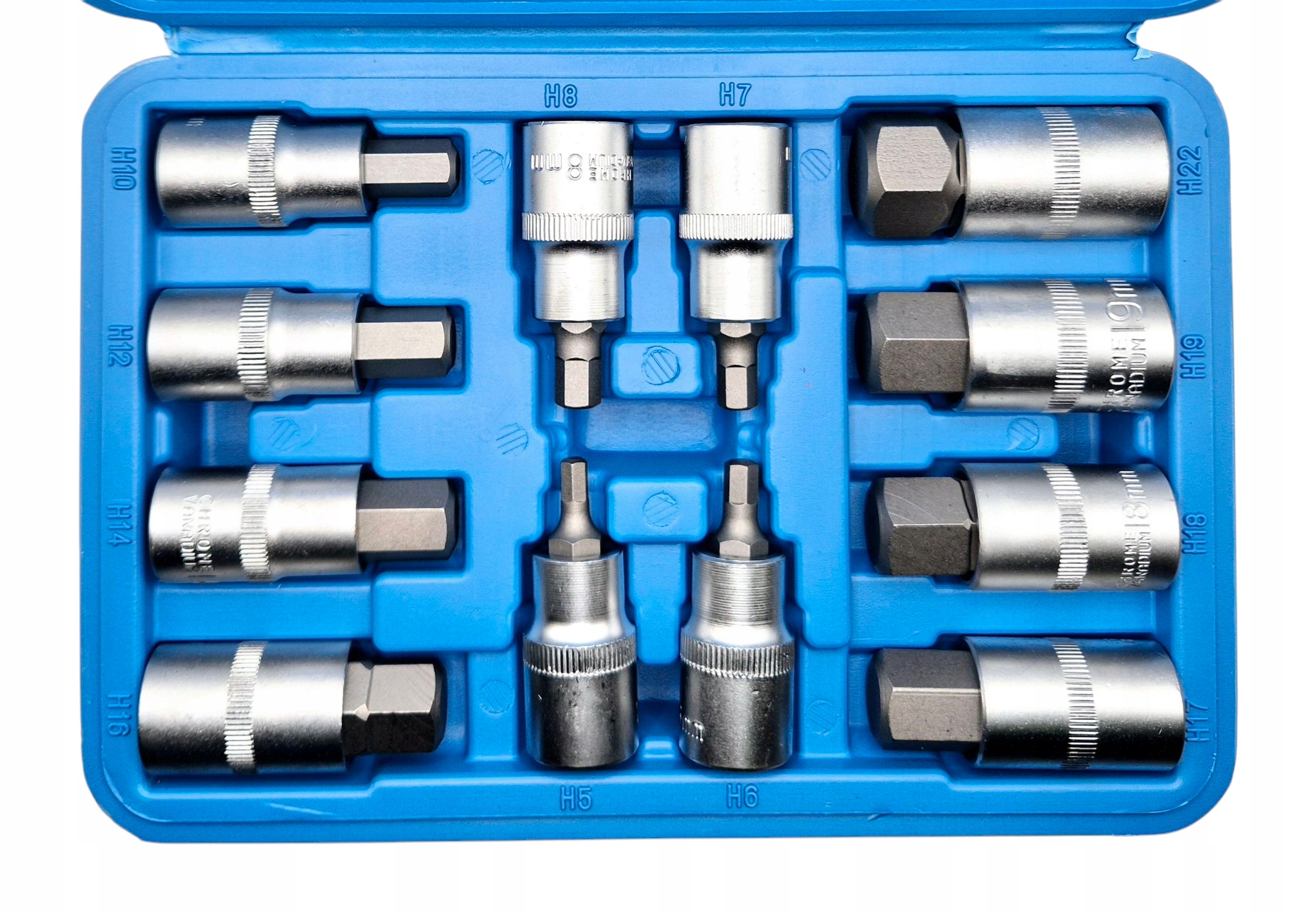 KLUCZE NASADOWE WPUSTOWE IMBUS HEX 1/2'' NASADKI Cr-V H5-H22 12 Elementów - obrazek 3